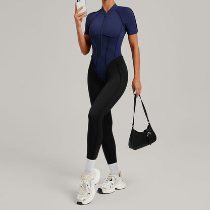 Women's New Yoga Jumpsuits with Contrasting Splicing Beauty Back Slim Fit One-piece Workout Gym Outdoor Sports Fitness Bodysuits
