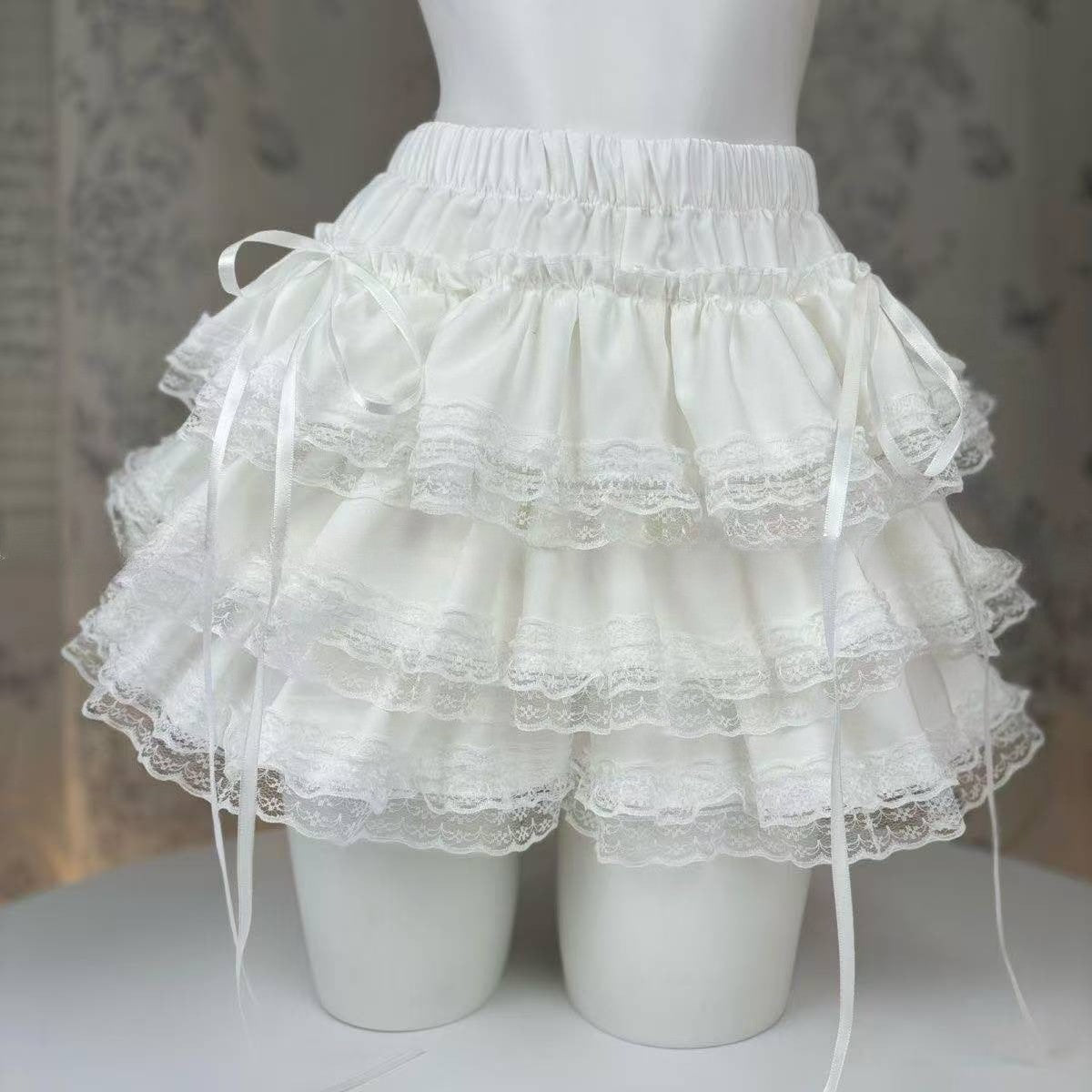 Sweet Kawaii Lolita Style Princess Vintage Cake Skirt Women Cute Lace Ruffles Party Mini Skirts Harajuku Y2k Faldas Mujer