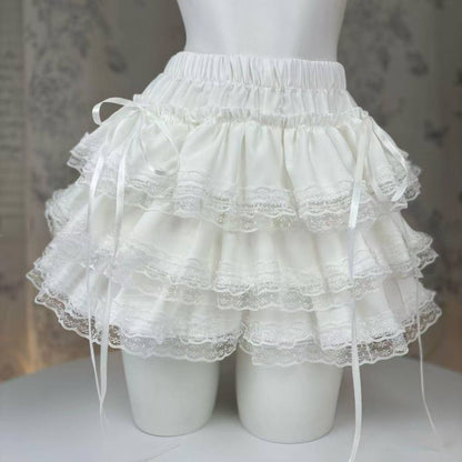 Sweet Kawaii Lolita Style Princess Vintage Cake Skirt Women Cute Lace Ruffles Party Mini Skirts Harajuku Y2k Faldas Mujer