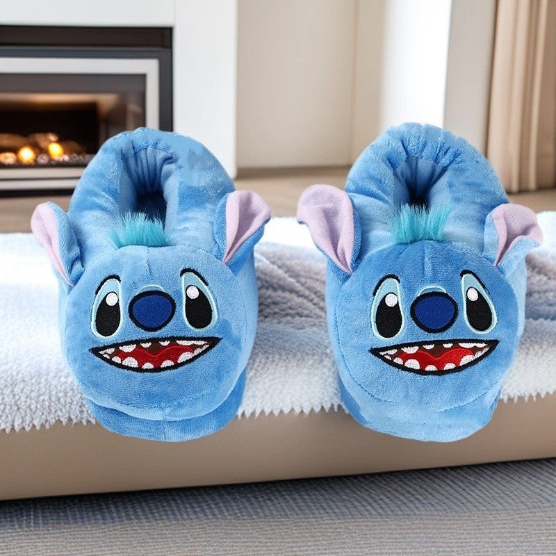 Chinelo de Algodão Disney Stitch Anime Desenho Animado Quente de Inverno Para Dentro de Casa Brinquedos Pelúcia Pantufas Feminino Menina Presentes de Natal