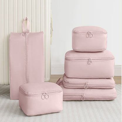 6Pcs Travel Compression Packing Cubes Bag Waterproof Handheld Clothe Separation Storage Bag Portable Suitcase Clothes Organizers