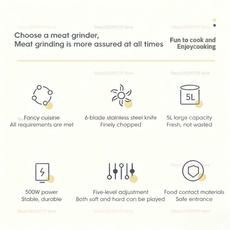 Moedor de Carne Elétrico Processador de Alimentos Aço Inoxidável 304 Multiuso Picador de Legumes Liquidificador de Papinha de Bebê Utensílio de Cozinha