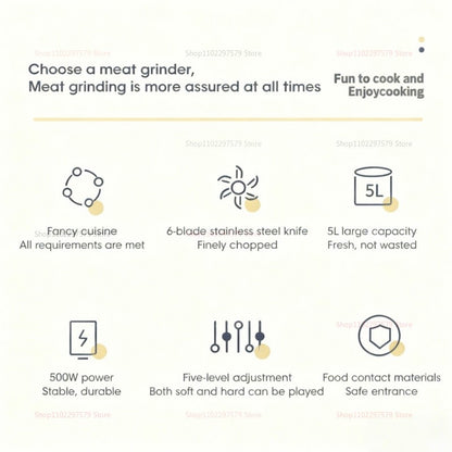 Moedor de Carne Elétrico Processador de Alimentos Aço Inoxidável 304 Multiuso Picador de Legumes Liquidificador de Papinha de Bebê Utensílio de Cozinha