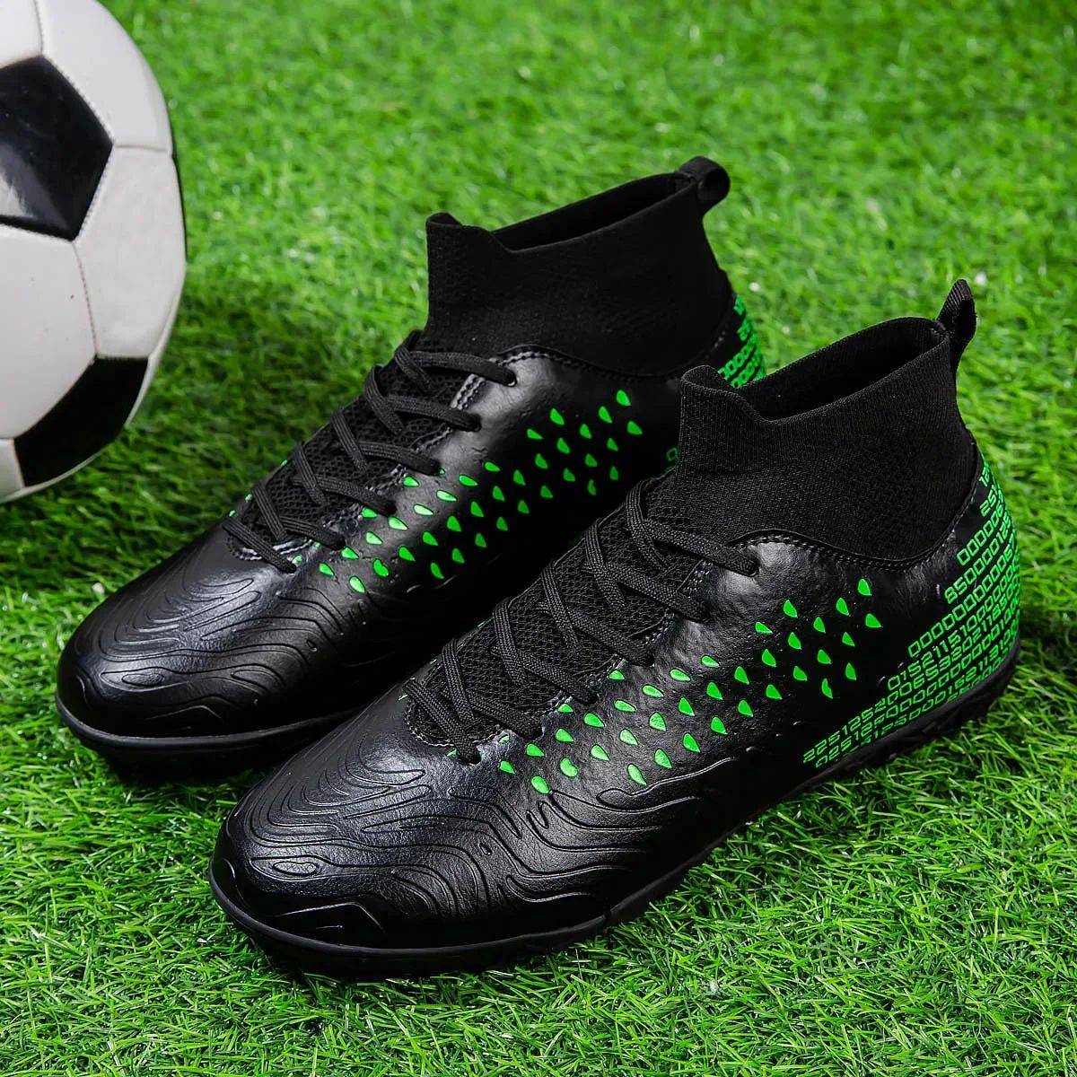 High-top Society Soccer Shoes Football Boots Men Ultra-light Kids Boy Turf Futsal Cleats Children's  Sports Training Footwear