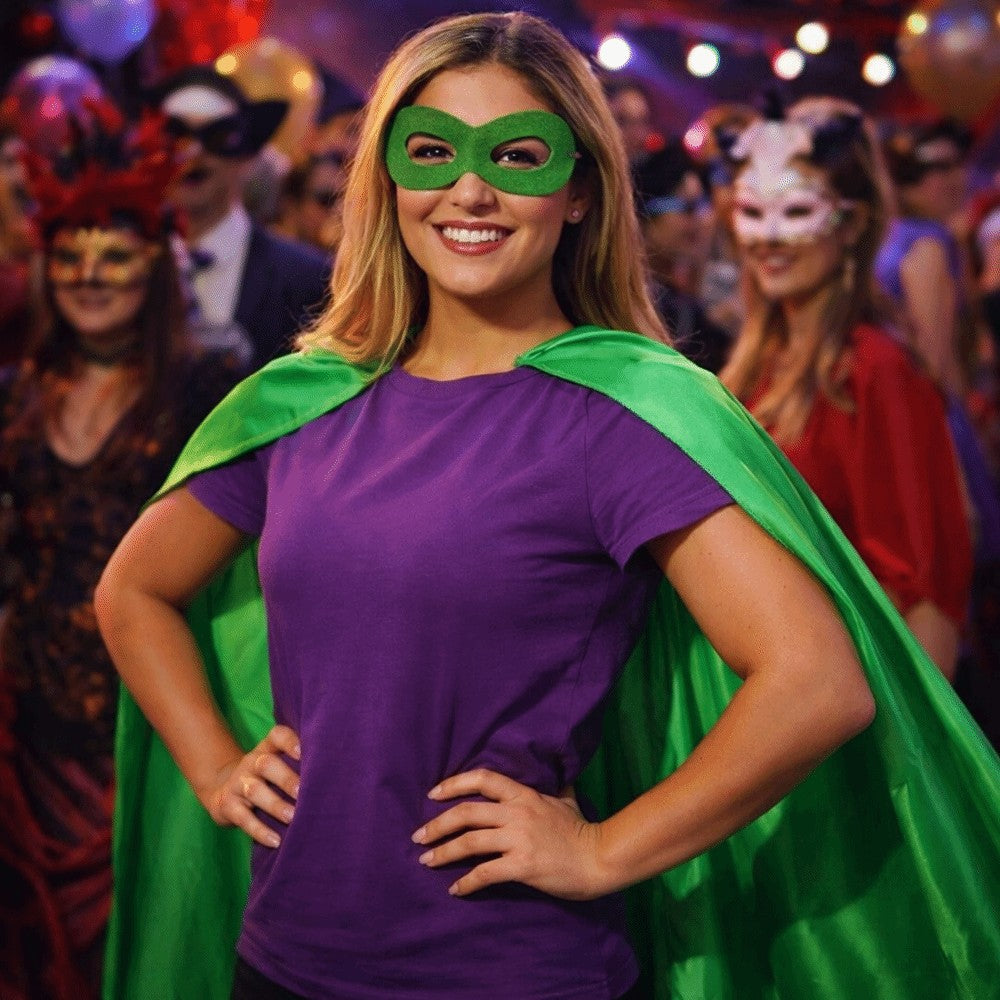 2Pcs/Set Solid Color Adult Superhero Cape with Eye Mask Cosplay Costume Dress Up Halloween Superhero Cloak Includes Eye Mask