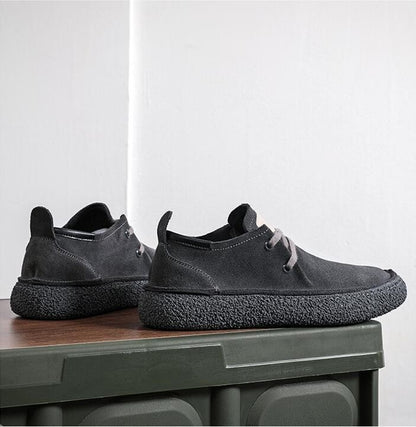 Men's Suede Genuine Leather Casual Shoes Lace-up Men Light Comfortable Driving Flats Mens Outdoor Oxfords Shoe