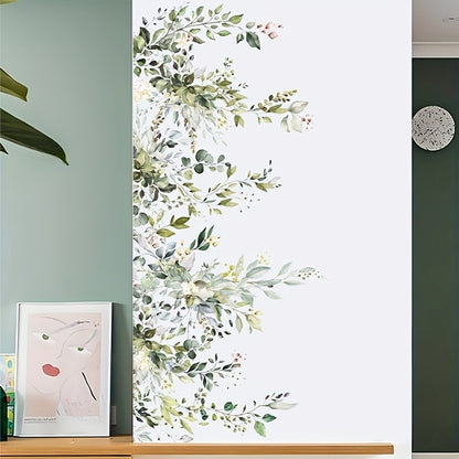 2pcs Plant Vine Flower Green Leaf Self-Adhesive Wall Stickers Removable Decorative Decal for Home Living Room Bedroom Background