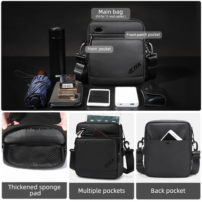 HK Casual Men's Shoulder Bag Large Crossbody Bag USB Charging Travel Sports Chest Bags Waterproof Sling Pack With Headphone Jack