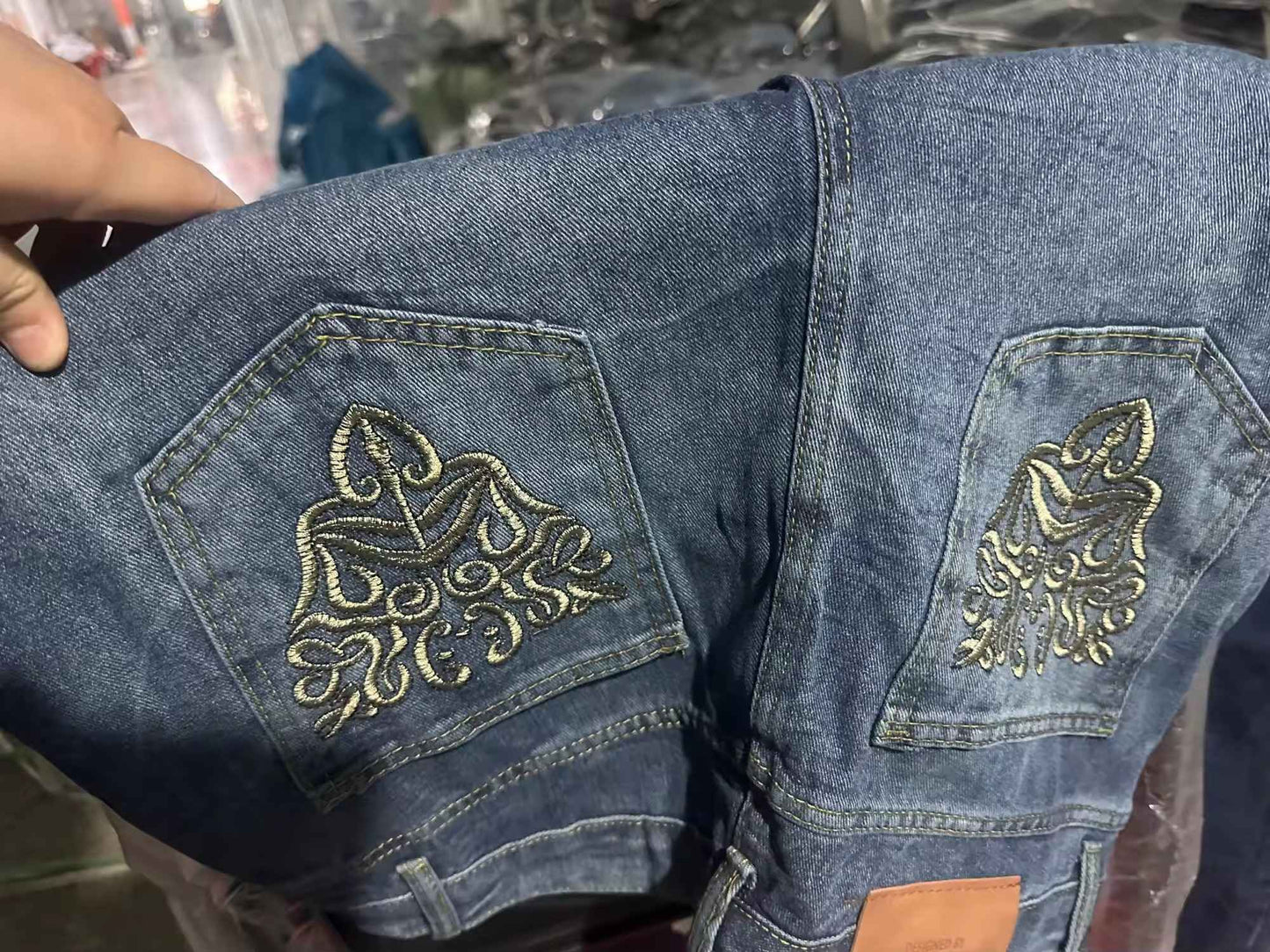 American Y2K Street Harajuku Clothing Retro Pattern Embroidery Washing Jeans Hip-hop Personality Trend Versatile Wide-leg Pants