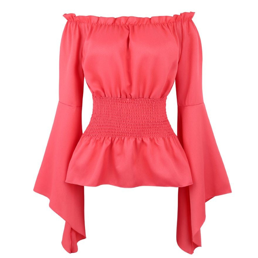 Renaissance Off Shoulder Long Sleeves Corset Blouse Women Medieval Victorian Costume Gothic Pirate Shirt Plus Size Boho Top