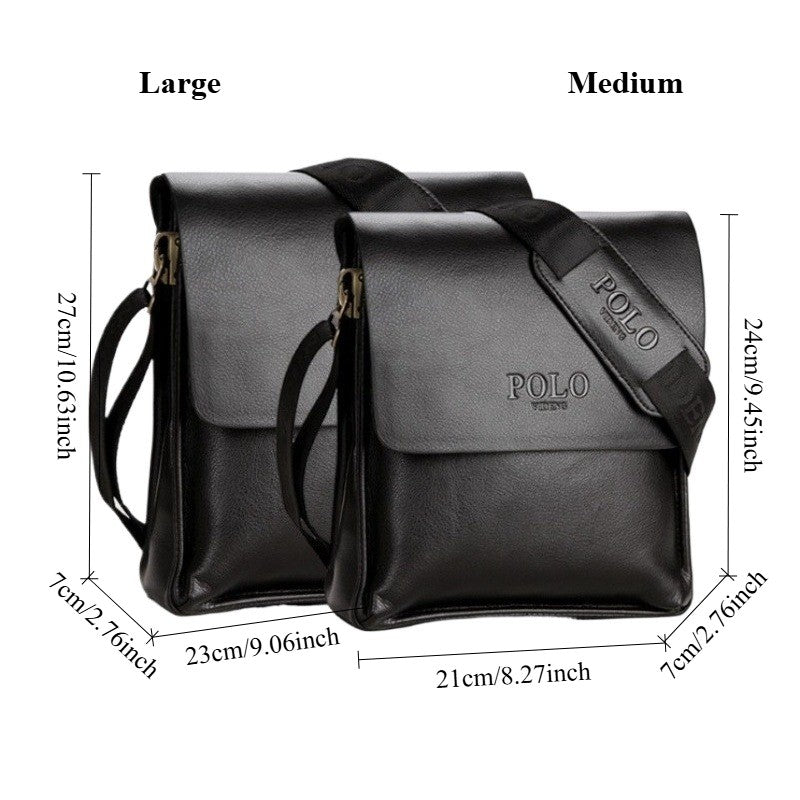 Men's POLO Crossbody Bag Casual Business Style Vertical Shoulder Bag High-quality Leather Trendy Men's Bag Daily Commuting