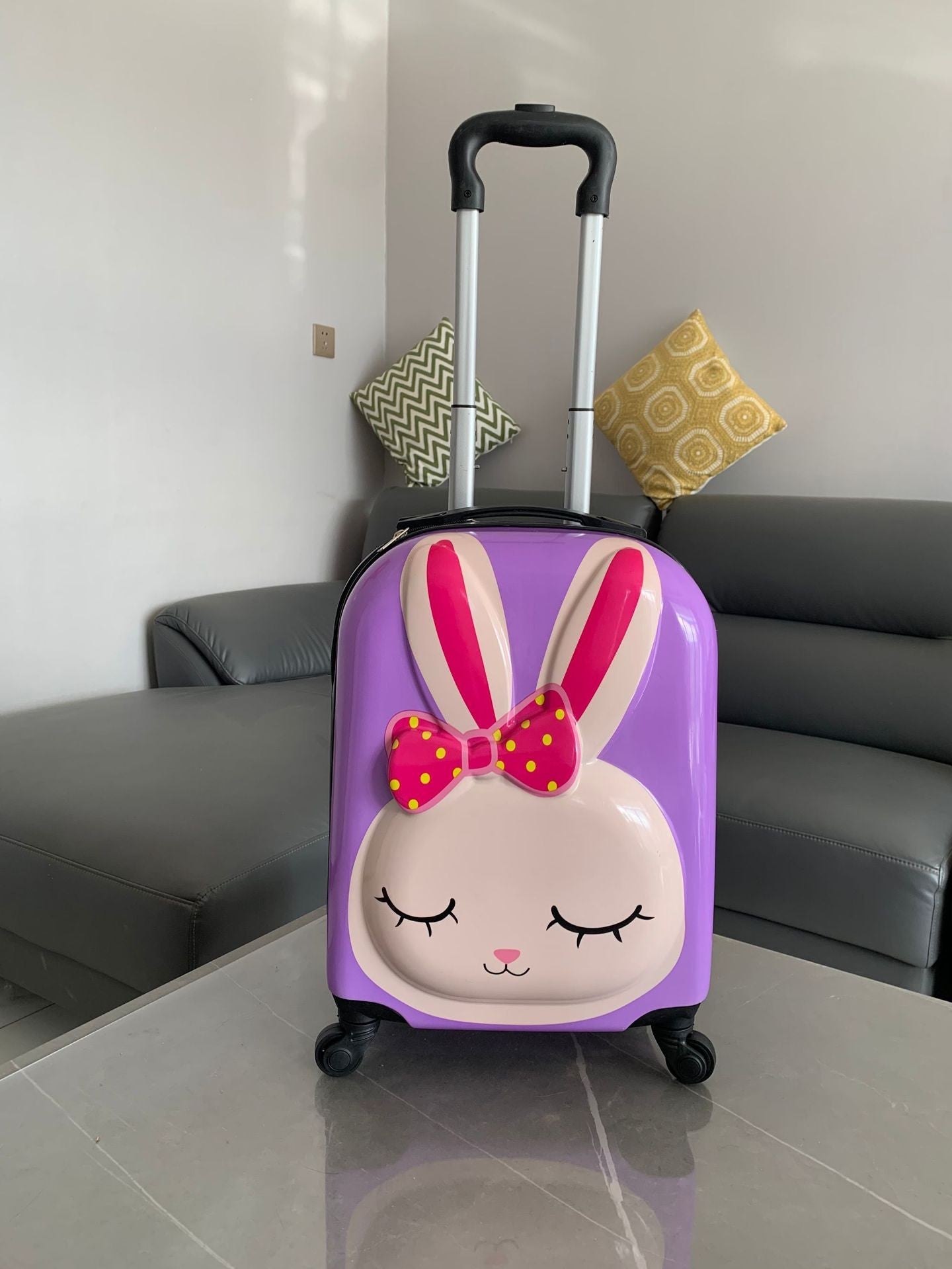 Mala de rodinhas infantil com rodízios de 18 polegadas, desenho animado, maleta de viagem 3D, animal fofo, tridimensional para estudantes