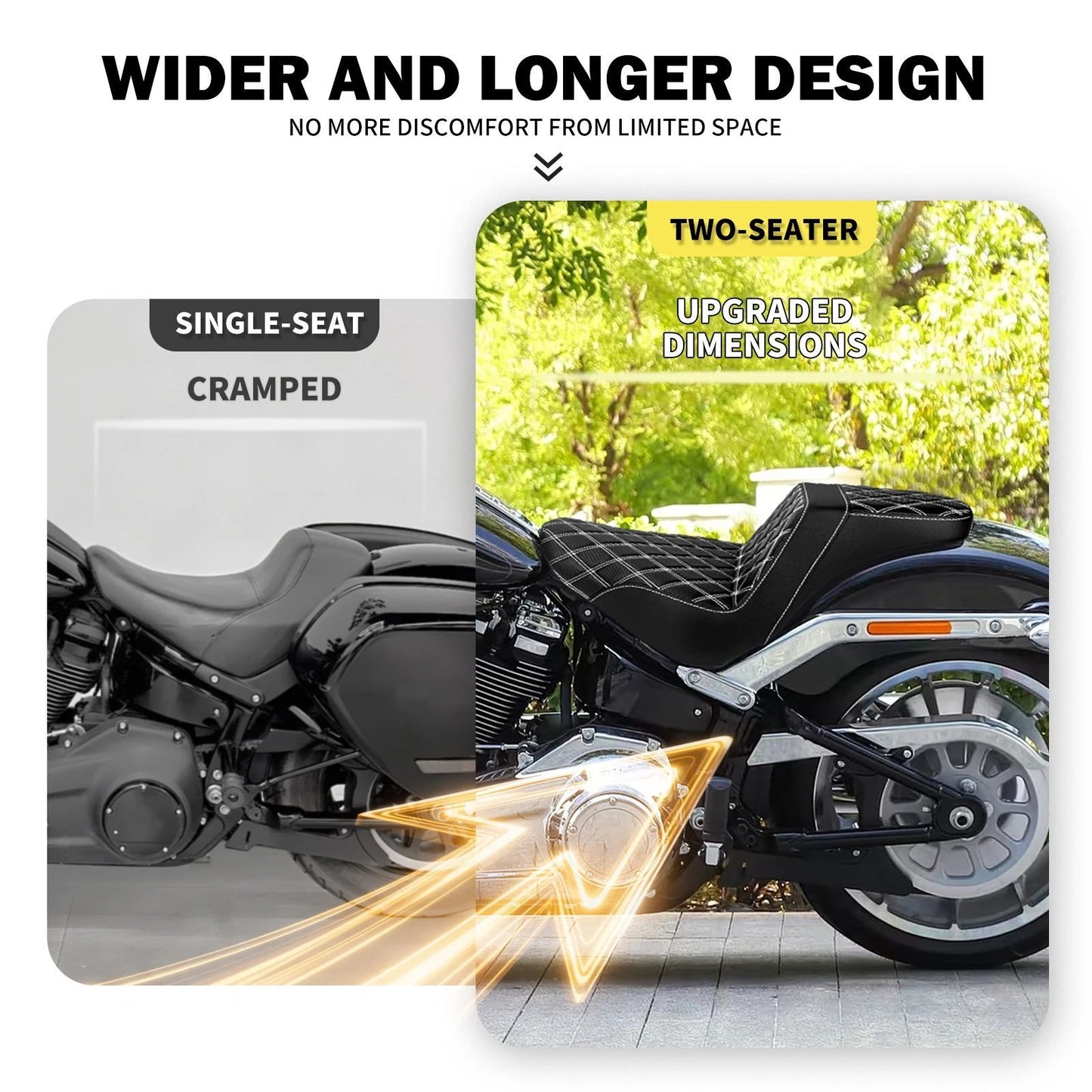 Banco do passageiro do motorista de duas pessoas da motocicleta Selim do piloto Banco dianteiro e traseiro para Harley Softail Fat Boy 2018-2025 Breakout FXBR 2023-25