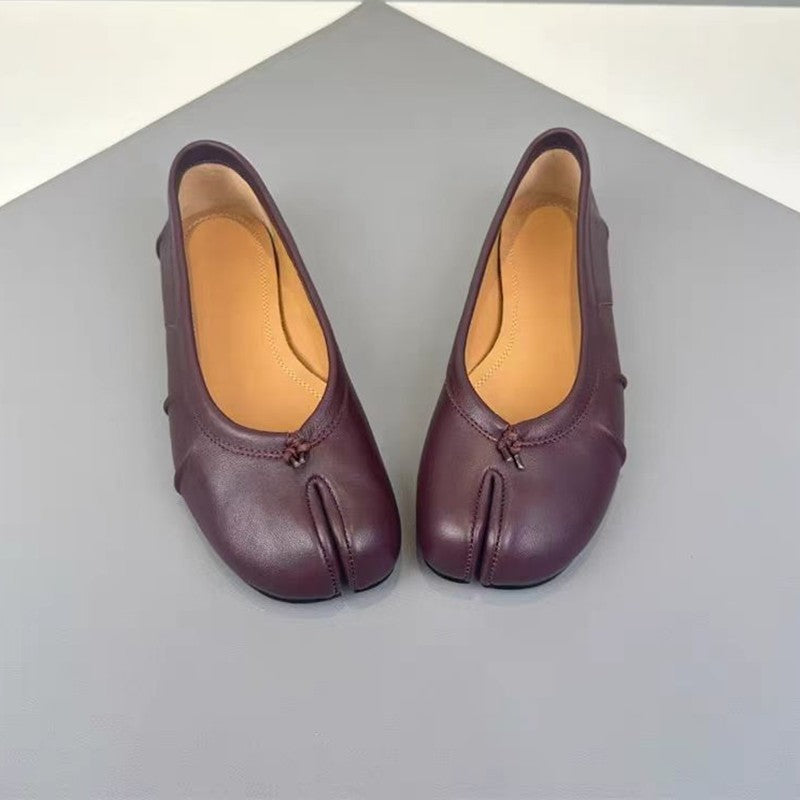 Fashion Soft Leather Split Toe Women Tabi Ballet Flats Spring Autumn Comfortable Walking Lazy Loafers Casual Girls Dance Shoes