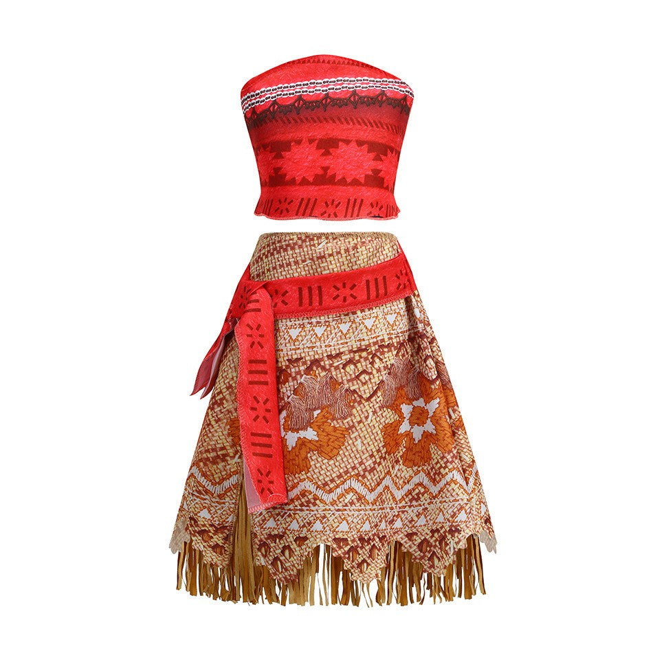 Girls Halloween Cosplay Moana Dress Ocean Adventure Role Play Costume Vaiana Princess Boys Maui Costume Vestidos Party Dress