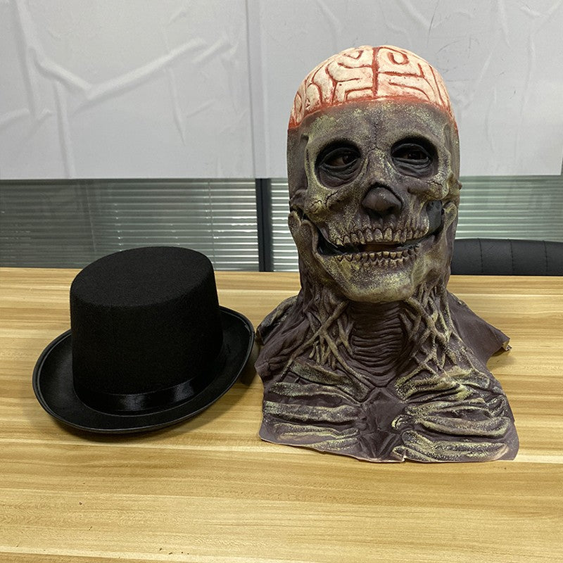 2026 Halloween Latex Skeleton Head Mask Horror Brain Helmet Mask Cosplay Party Supplies Skull Full Face Mask