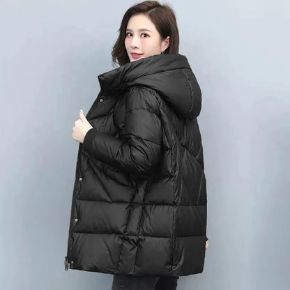2023 Hooded Cotton Coat Women's Mid-Length Winter Jackets Elegant Mother's Parkas Padded Jacket Thick Down Padded Jacket Vintage