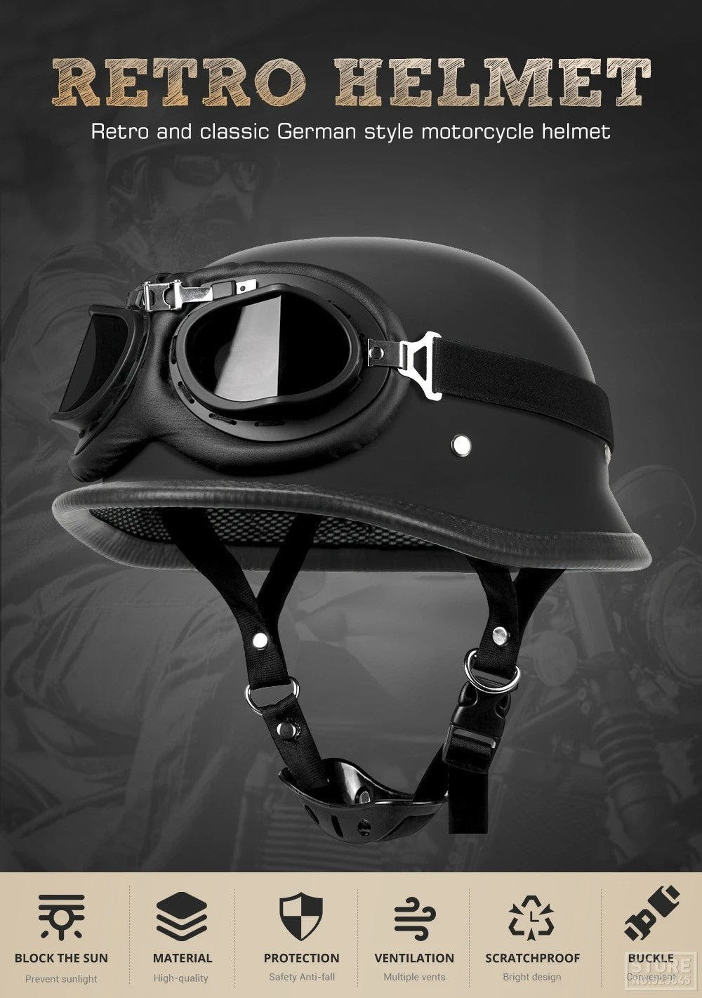 Capacete De Moto Retro Alemão Vintage Moto Capacete DOT Certificação Meio Capacete Homens Mulheres