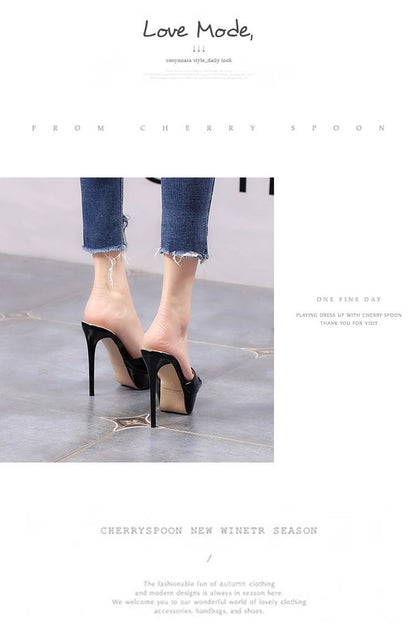 Women 12CM High Heels Outdoor Shallow Mouth Sandals 2024 New Summer Thick Platform Slippers Simple Style Slide Shoes For Woman