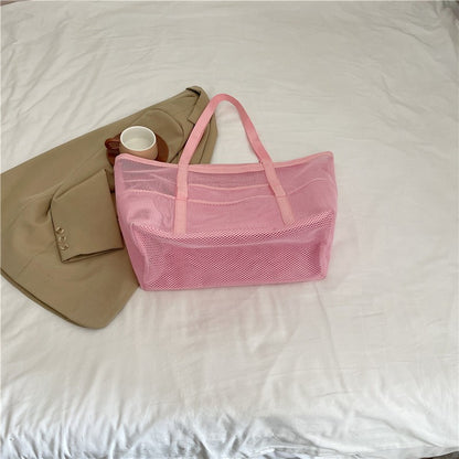 Multipocket Summer Large Beach Bag For Towels Mesh Durable Beach Bag For Toys Waterproof Underwear Pocket Beach Tote Bag