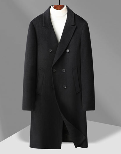 Winter Men's Woolen Coat Thicken Warm Trench Coat Men Wool Casual Double Fashion Breasted Long Overcoat Men