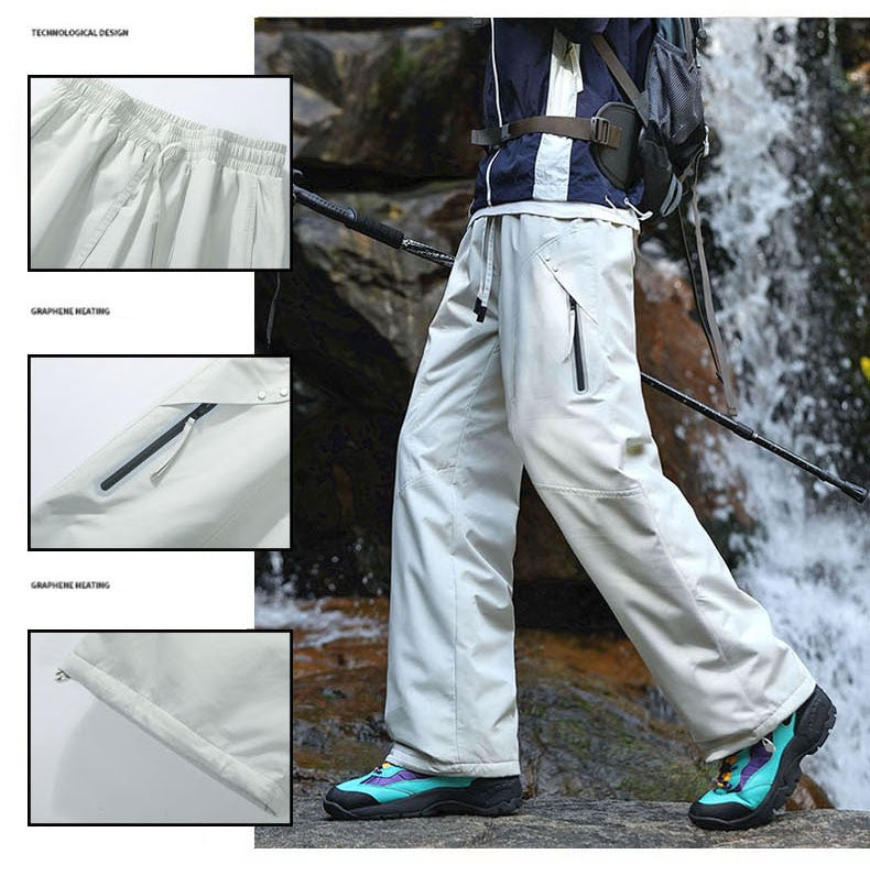 Calças de Caminhada Masculinas Inverno Quente Impermeáveis Corta-vento Refletivas para Escalada Acolchoadas Grossas para Camping Esqui Trekking Esportivas