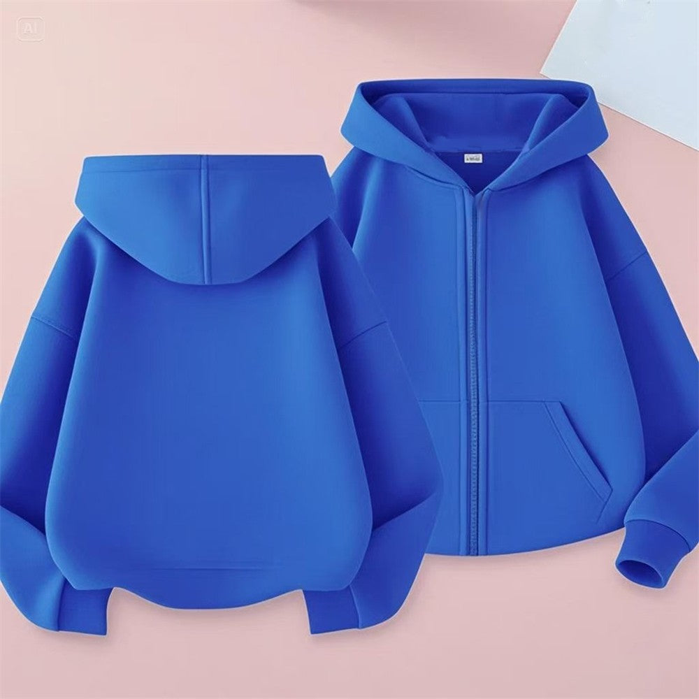 Children tops Zipper style Hoodies Coat Boy black Girls Pink Age 3-12 Kids Sweatshirt festival festival gifts Solid color