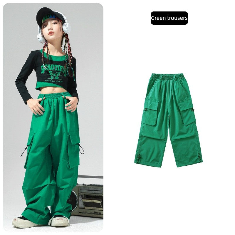 Roupa de Bebê Roupa Infantil da Moda Calças Cargo Menina Dança Hip-hop Roupa Larga de Rua Calças Infantis Casuais Meninas