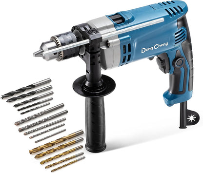Furadeira de Impacto Poderosa de 6A com Mandril de 1/2 Polegada, Ferramenta de Impacto de 3000 RPM para Tijolo, Metal e Madeira - Inclui 15 Brocas