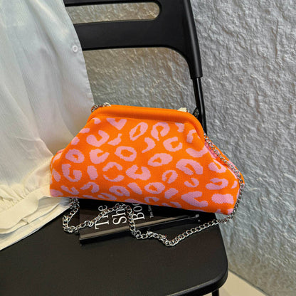 Dopamine Leopard Print Clutch Bag with Detachable Strap Elegant Crossbody Bag Women's Fashion Handbags for Women and Girls