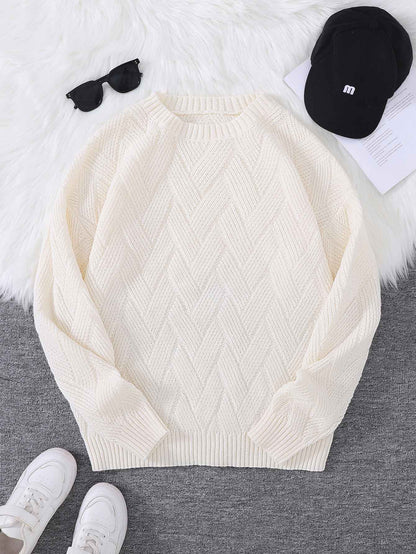 New\Japanese Style Round Neck Couple Sweater Plain Weave Style Casual Versatile Trendyy Men's Long-Sleeved Sweater Top
