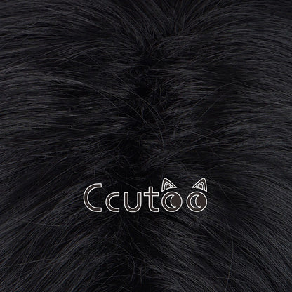 Peruca Curta Preta Anime Portgas D. Ace Cabelo Sintético Resistente ao Calor Perucas Cosplay + Touca de Peruca