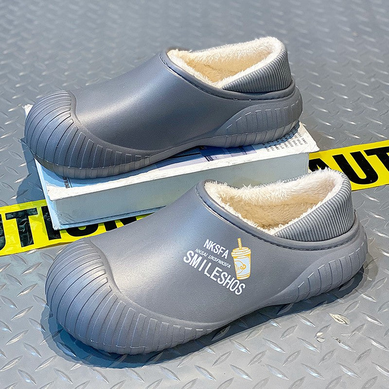 Men Winter Warm Slippers Couple House Cotton Shoes Outdoor EVA Fur Shoes Plush Slippers Home Bedroom Shoes Big Size Slides 39-44