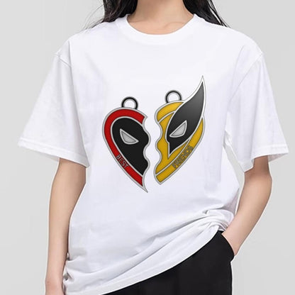 MINISO Deadpool Wolverine T Shirt Men Couple Combination Clothes Short Sleeve Collar Fashion T-shirt Man Cool Cotton Unisex Tops