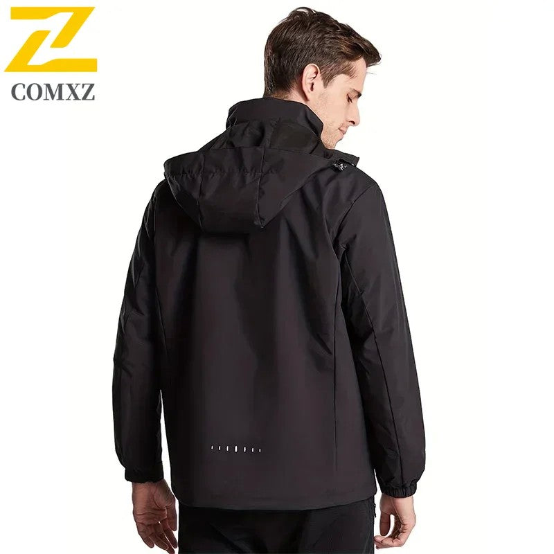 Spring Autumn New Men Casual Jacket Men Outdoor Windproof Waterproof Athletes Jacket Coat Detachable Hat Jackets Male M-5XL