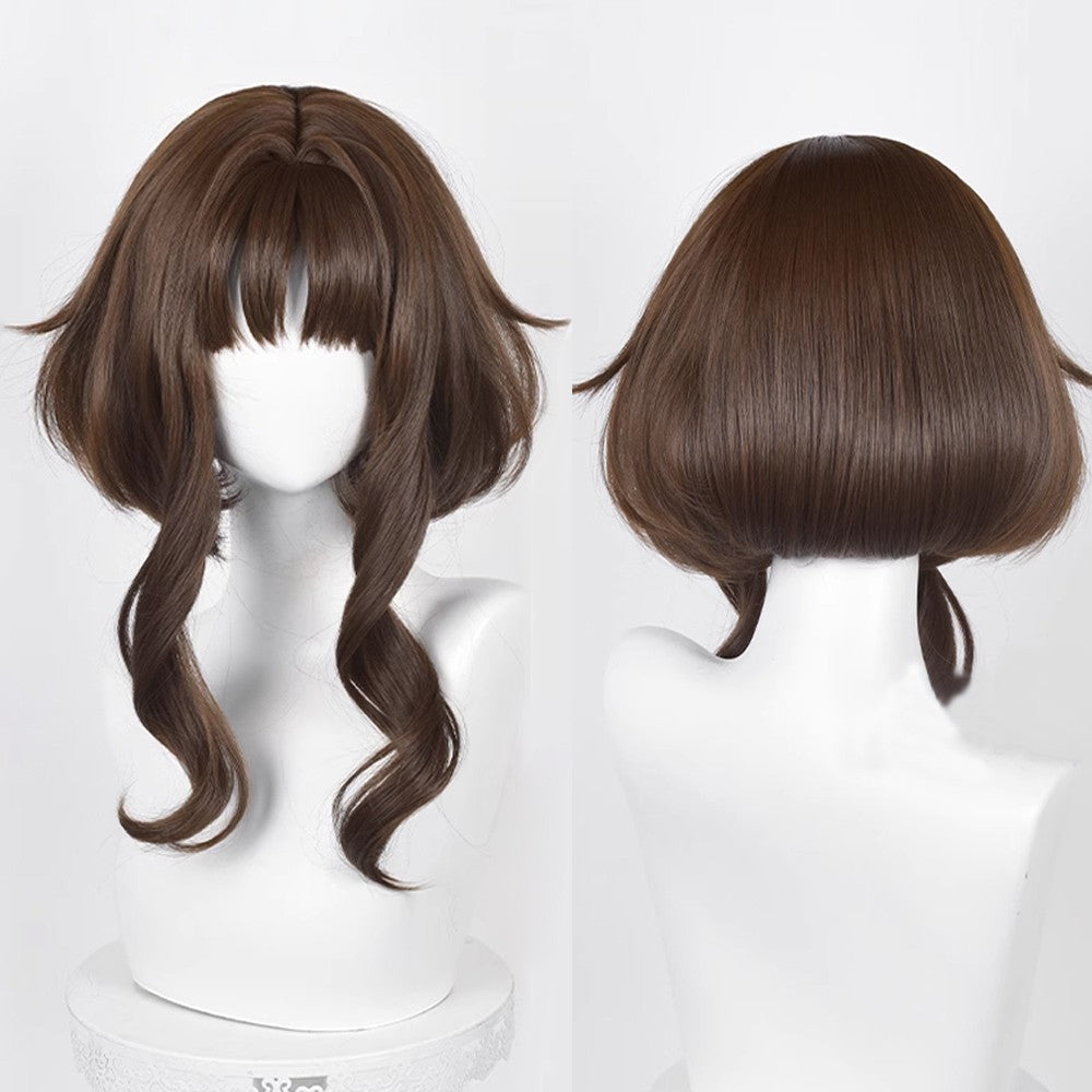 Peruca Curta Lisa Sintética Marrom Anime Jogo Cosplay Fofa Resistente ao Calor Estilo Cabeça de Medusa para Festas Diárias