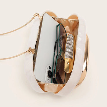 2025 Fashion Women Luxury Evening Banquet Clutch Bag Bride Metal Shoulder Wedding Purse Party Crossbody Day Closure Box Handbag