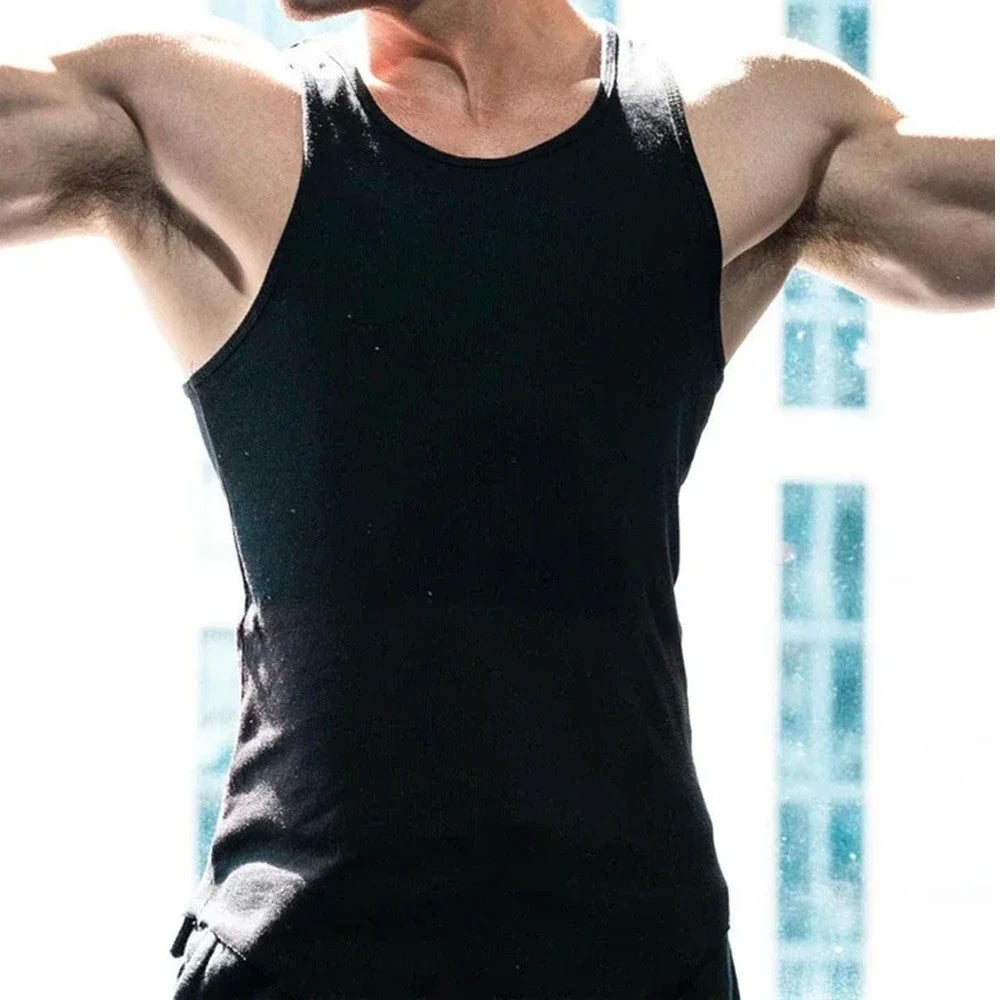 Men's Sport Slim Vest Summer Breathable Sleeveless Round Neck Gym Exercise Running Tank Top Male Sport Fitness Tees Undershirt