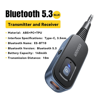 Essager 2-in-1 Bluetooth Audio Receiver Transmitter Wireless Bluetooth 5.1 3.5mm AUX Audio Adapter Stereo for Earphones TV Car