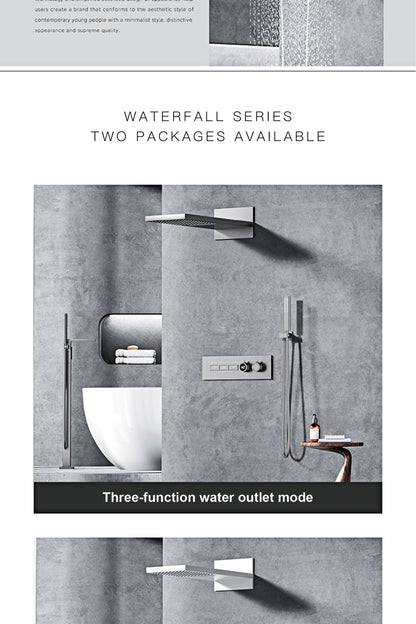 Luxury  black brass shower system wall-mounted LED digital display design Cold & hot dual-control 4-function ceiling shower Tap