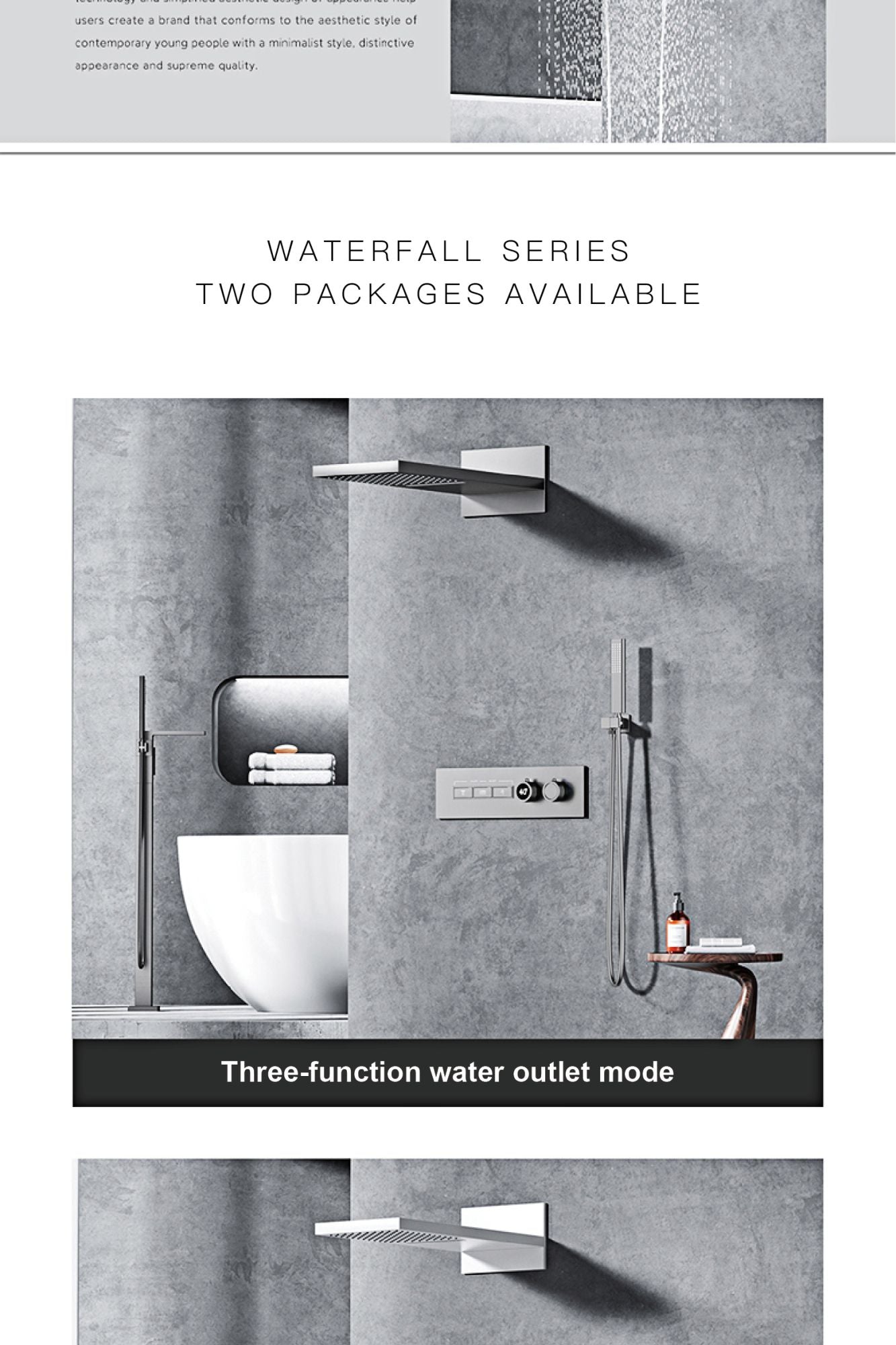Luxury  black brass shower system wall-mounted LED digital display design Cold & hot dual-control 4-function ceiling shower Tap