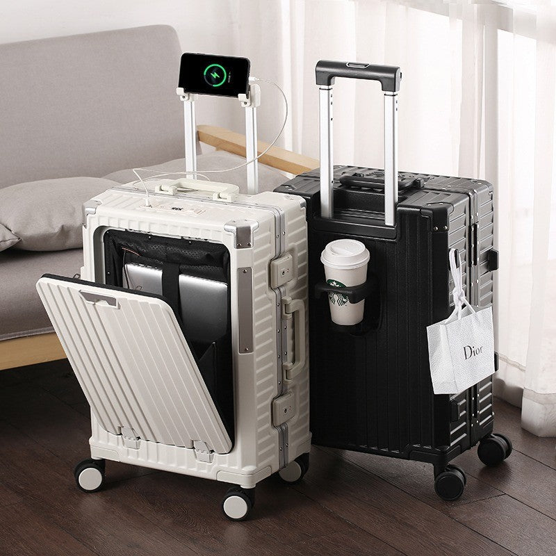 Front opening luggage compartment, PC aluminum frame, 20 inch boarding case, password travel case, luggage trolley case