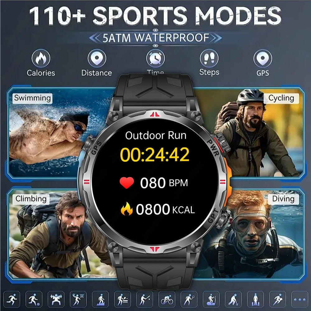 New T-Rex 3 Smart Watch Men GPS Positioning Military 5ATM Waterproof Watch 650mAh Battery Compass Altimeter GPT Assistant Watch