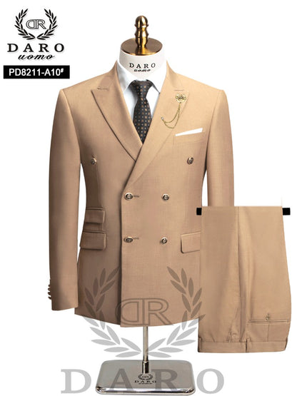 DAROuomo 2025  Men Suit Slim Fit Formal Business Work Wear Suits 2Pcs Set (Jacket+Pants)DR8211