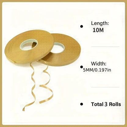 3Roll gold Curly Balloon Ribbon?Wide5mm?Each roll is long393.7Inch——Christmas Decoration?Holiday Wedding?Elegant metallic sheen?
