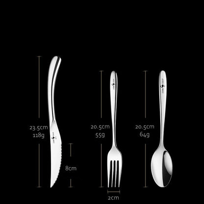 Conjunto de Talheres de Luxo em Aço Inoxidável 316 com Certificação LFGB, Estilo Clássico, Garfo Faca Colher, Ultra Grosso para Banquete e Jantar