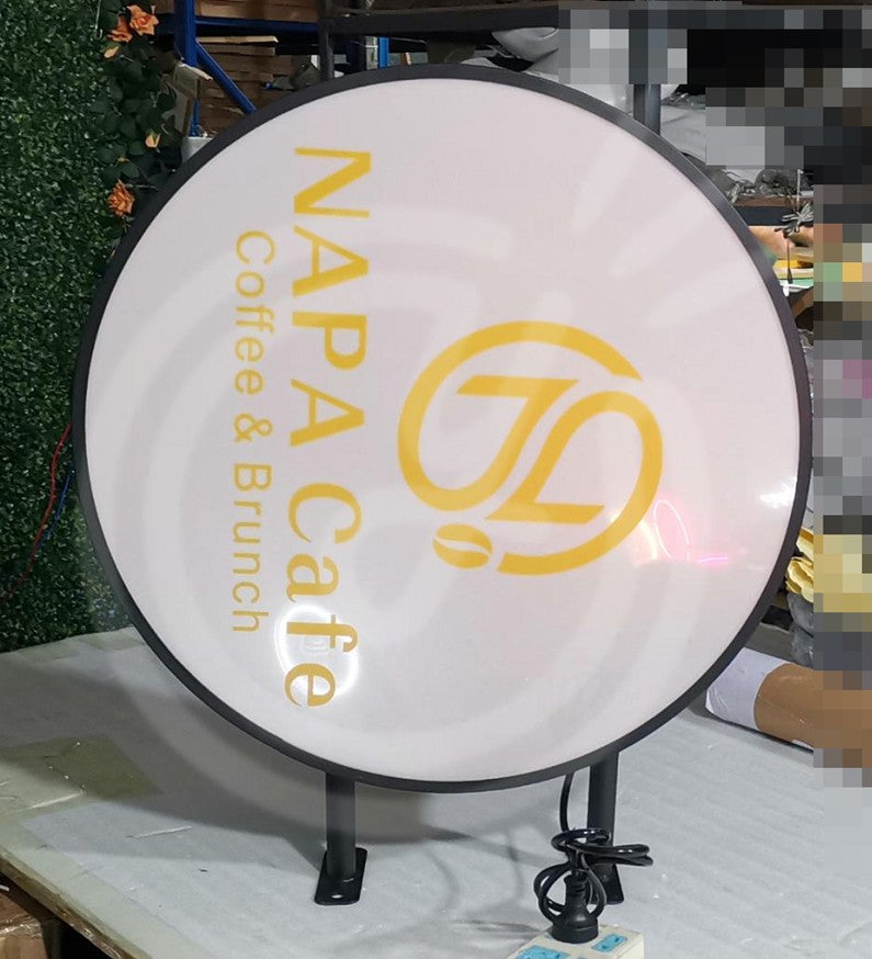 Custom Double Sided Coffee Sign LightBox Advertising LED Light Up Outdoor Business Signage Display Art Deco Wall Waterproof Logo