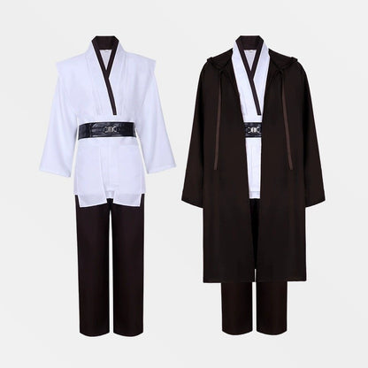 Realistic Jedi Costume Obi-Wan Kenobi Adult Cosplay Jedi Warrior Cosplay Hooded Cloak Clothing Suit Halloween Party Costumes
