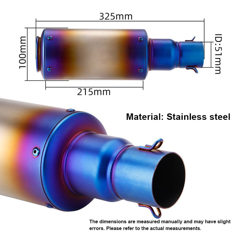 Universal 51mm Motorcycle Modified Exhaust Pipe, Grenade Shaped Stainless Steel Motorcycle Exhaust Pipe Motorbike Accessorie