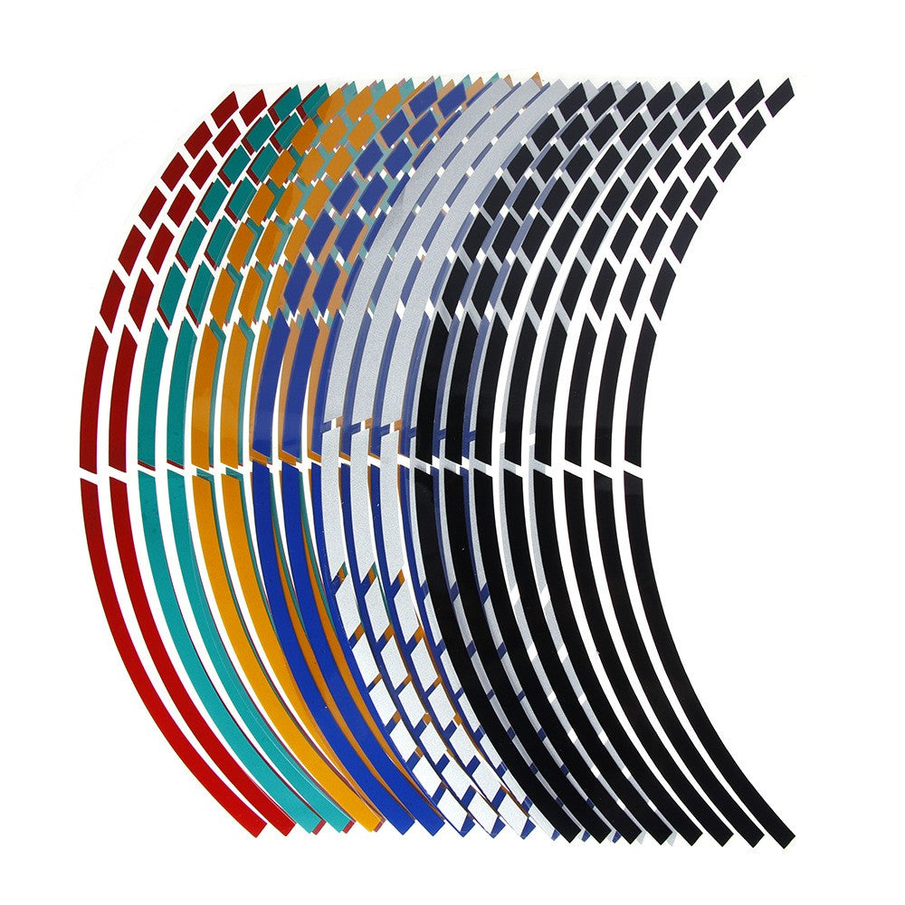 1 Conjunto de 5 Cores Faixas de Estilo para Carros Adesivos e Decalques Refletivos para Rodas de Moto e Motocross Fita Refletiva para Aro 17/18 Polegadas